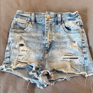 American Eagle Outfitters Light Blue Distressed Jean Shorts